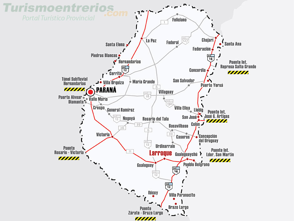 Mapa de Rutas y Accesos a Larroque - Imagen: Turismoentrerios.com