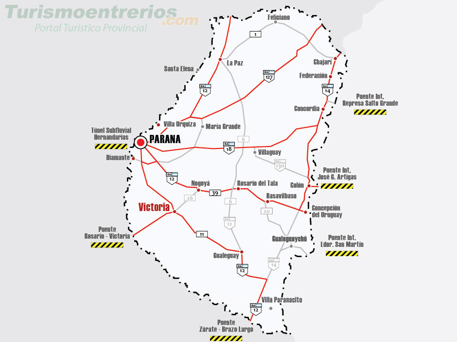 Mapa de Rutas y Accesos a Paran - Imagen: Turismoentrerios.com