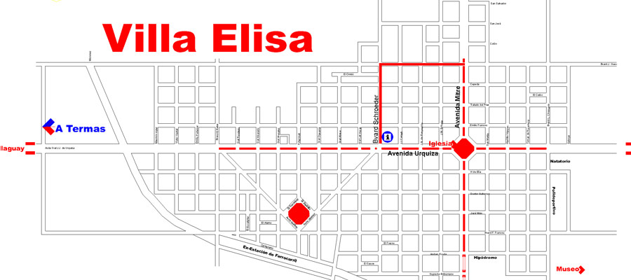 Plano de la Ciudad de Villa Elisa Entre Ros