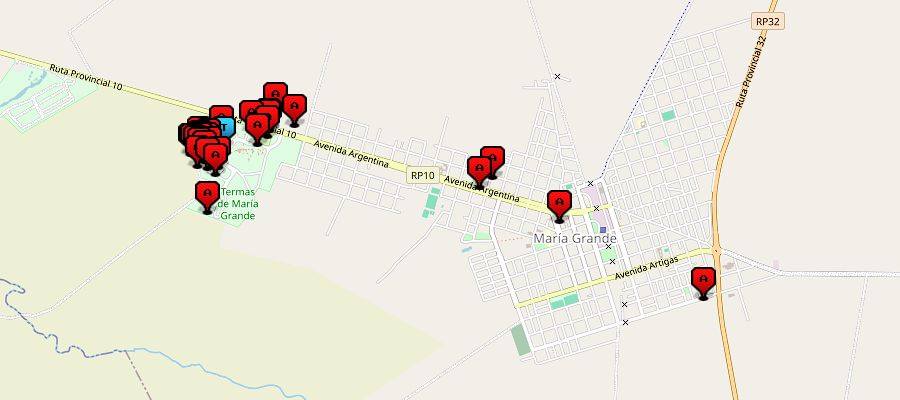 Mapa de Alojamientos en Maria Grande