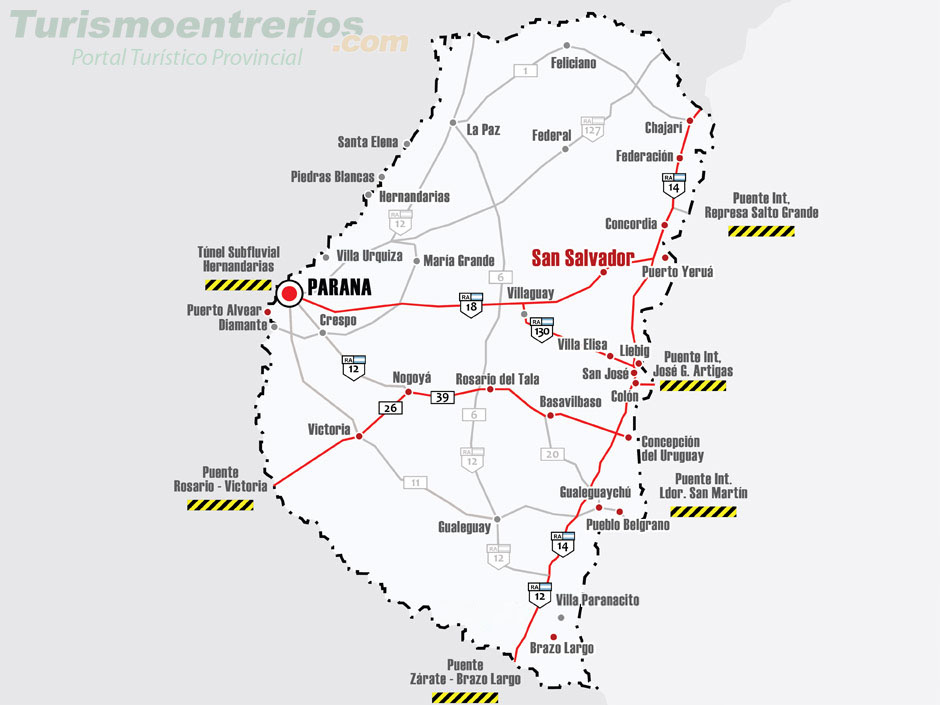 Mapa de Rutas y Accesos a San Salvador - Imagen: Turismoentrerios.com